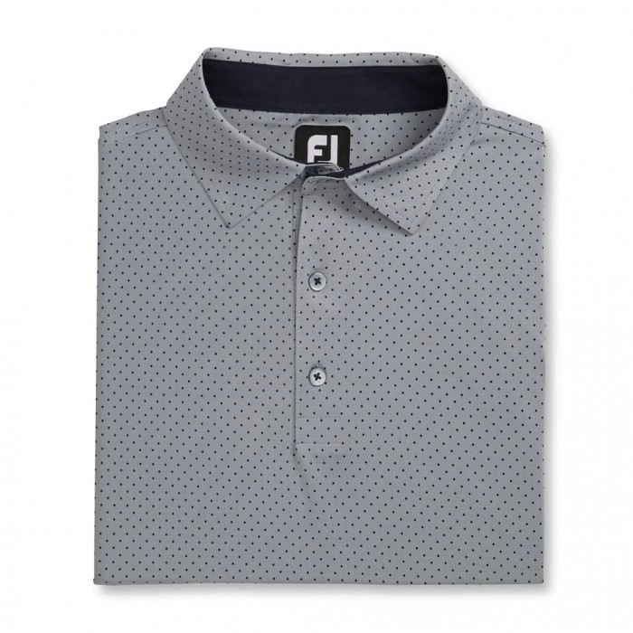 Men\'s Footjoy Stretch Lisle Dot Print Self Collar Shirts Heather Grey | USA-VB3741