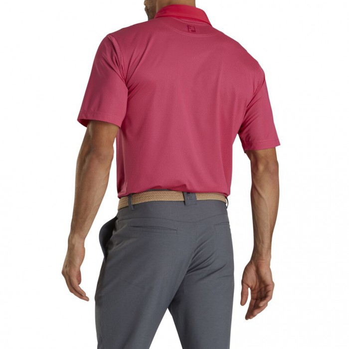 Men's Footjoy Stretch Lisle Mini Check Print Shirts Ruby / Pink | USA-LQ5924