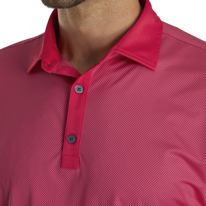 Men's Footjoy Stretch Lisle Mini Check Print Shirts Ruby / Pink | USA-LQ5924