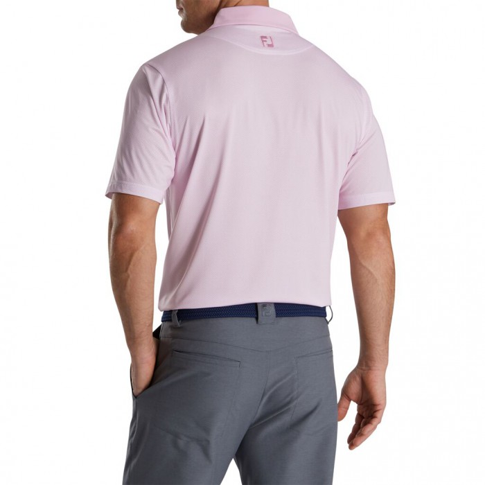 Men's Footjoy Stretch Lisle Mini Check Print Shirts Pink Berry / White | USA-WX4906