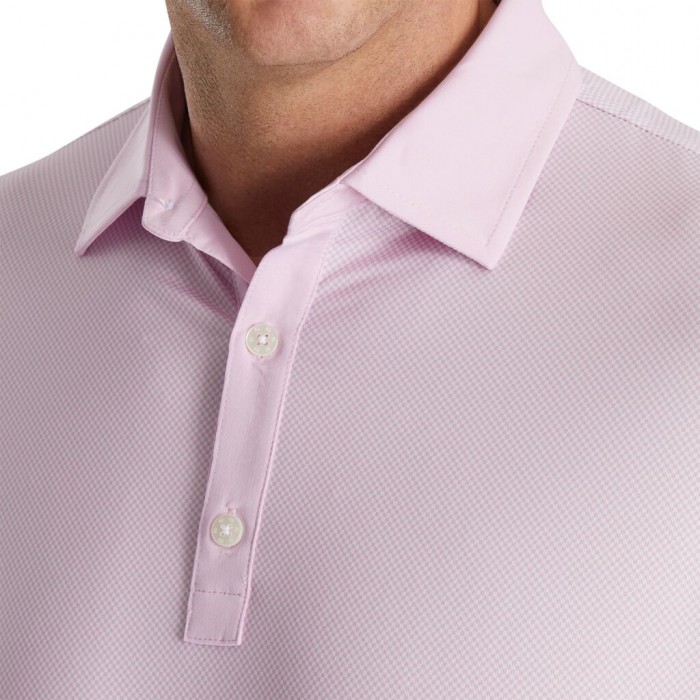 Men's Footjoy Stretch Lisle Mini Check Print Shirts Pink Berry / White | USA-WX4906