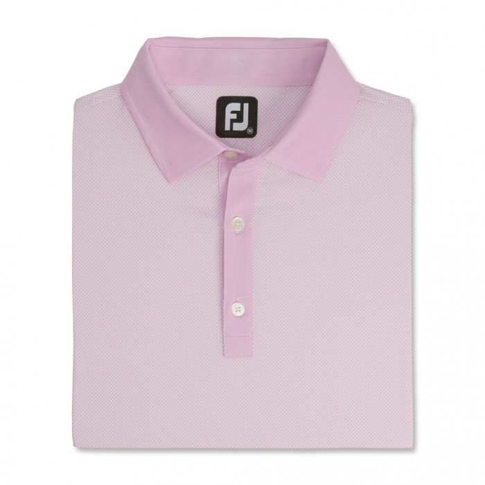 Men\'s Footjoy Stretch Lisle Mini Check Print Shirts Pink Berry / White | USA-WX4906