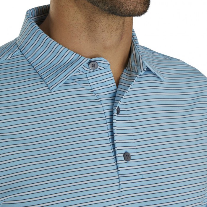 Men's Footjoy Stretch Lisle Pinstripe Shirts Light Blue / White / Navy | USA-GP5136