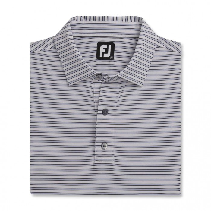 Men\'s Footjoy Stretch Lisle Pinstripe Shirts White / Lavendar / Black | USA-IE2174