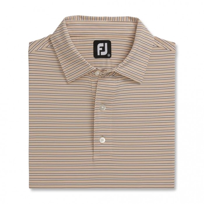 Men\'s Footjoy Stretch Lisle Pinstripe Shirts Peach / White / Charcoal | USA-KB8219