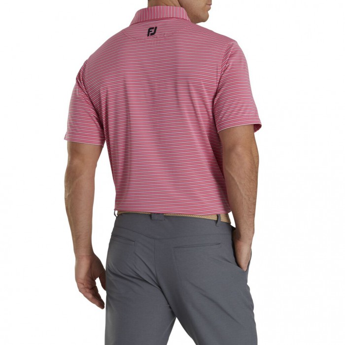 Men's Footjoy Stretch Lisle Pinstripe Shirts Pink Azalea / White / Navy | USA-PG9038