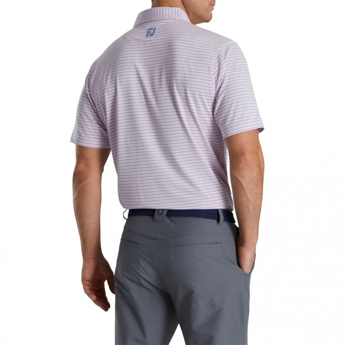 Men's Footjoy Stretch Lisle Pinstripe Shirts Pink / Blue / White | USA-QN8437