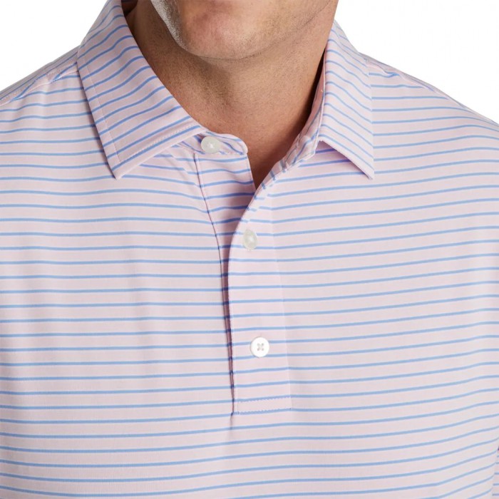 Men's Footjoy Stretch Lisle Pinstripe Shirts Pink / Blue / White | USA-QN8437