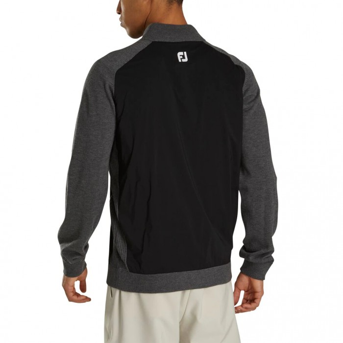 Men's Footjoy Tech Sweater Jacket Black / Heather Charcoal | USA-HF7582