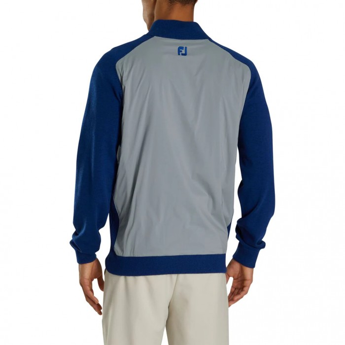 Men's Footjoy Tech Sweater Jacket Grey / Royal Heather | USA-ZL0143