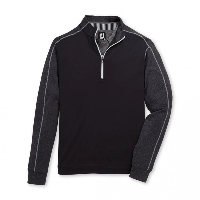 Men\'s Footjoy Tonal Heather Mid-Layer Jacket Black | USA-NW7685