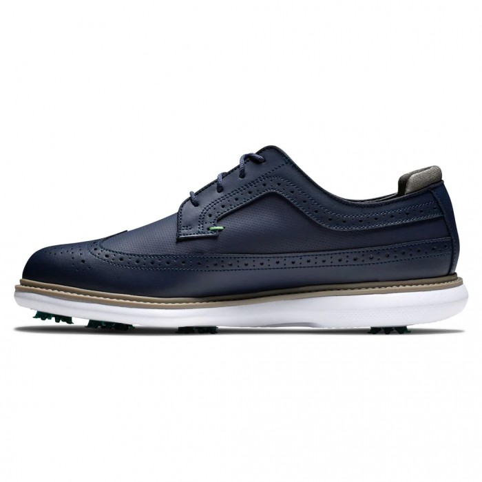 Men's Footjoy Traditions - Shield Tip Spiked Golf Shoes Navy | USA-DQ5731