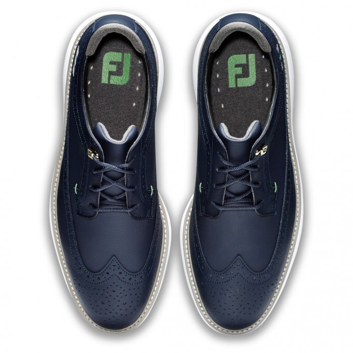 Men's Footjoy Traditions - Shield Tip Spiked Golf Shoes Navy | USA-DQ5731