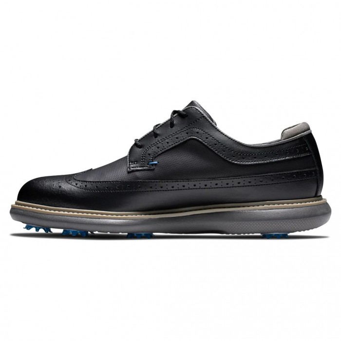 Men's Footjoy Traditions - Shield Tip Spiked Golf Shoes Black | USA-HW2730