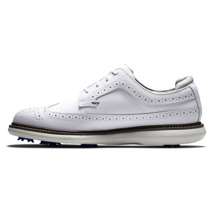 Men's Footjoy Traditions - Shield Tip Spiked Golf Shoes White | USA-NO8273