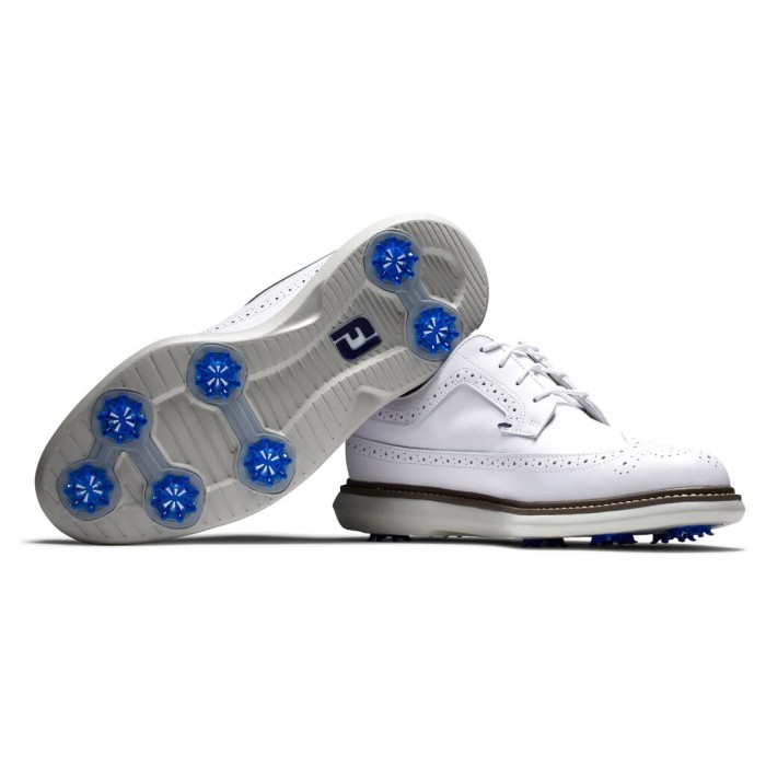 Men's Footjoy Traditions - Shield Tip Spiked Golf Shoes White | USA-NO8273