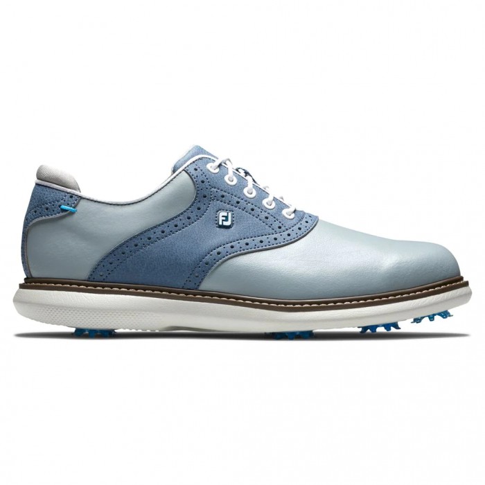 Men\'s Footjoy Traditions Spiked Golf Shoes Grey / Blue | USA-KW3201