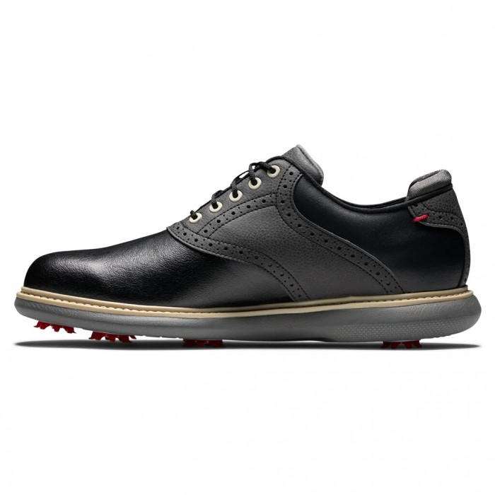 Men's Footjoy Traditions Spiked Golf Shoes Black | USA-TQ7813