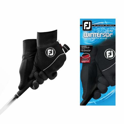 Men\'s Footjoy WinterSof Pair Golf Gloves Black | USA-FQ9645