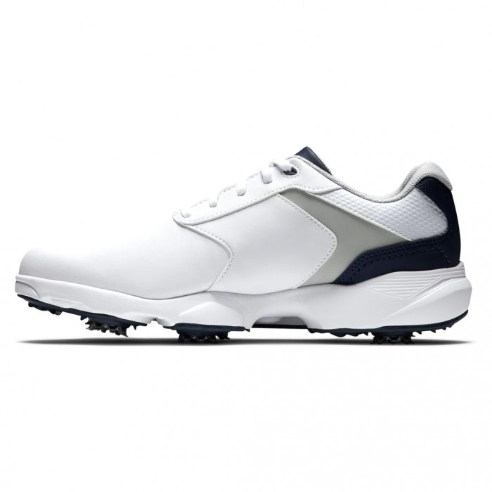 Men's Footjoy eComfort Spiked Golf Shoes White / Grey / Navy | USA-IS8705