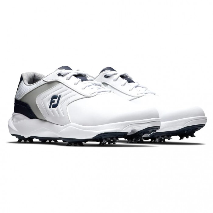 Men's Footjoy eComfort Spiked Golf Shoes White / Grey / Navy | USA-IS8705