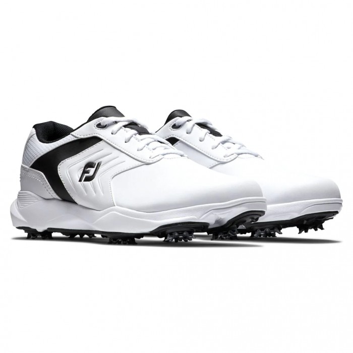 Men's Footjoy eComfort Spiked Golf Shoes White / Black | USA-UI7630