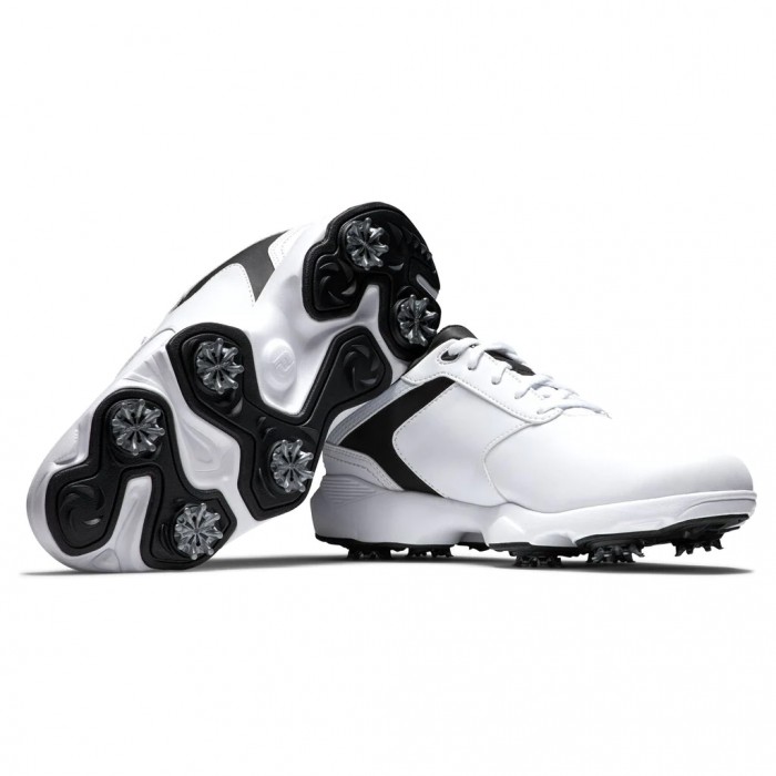 Men's Footjoy eComfort Spiked Golf Shoes White / Black | USA-UI7630