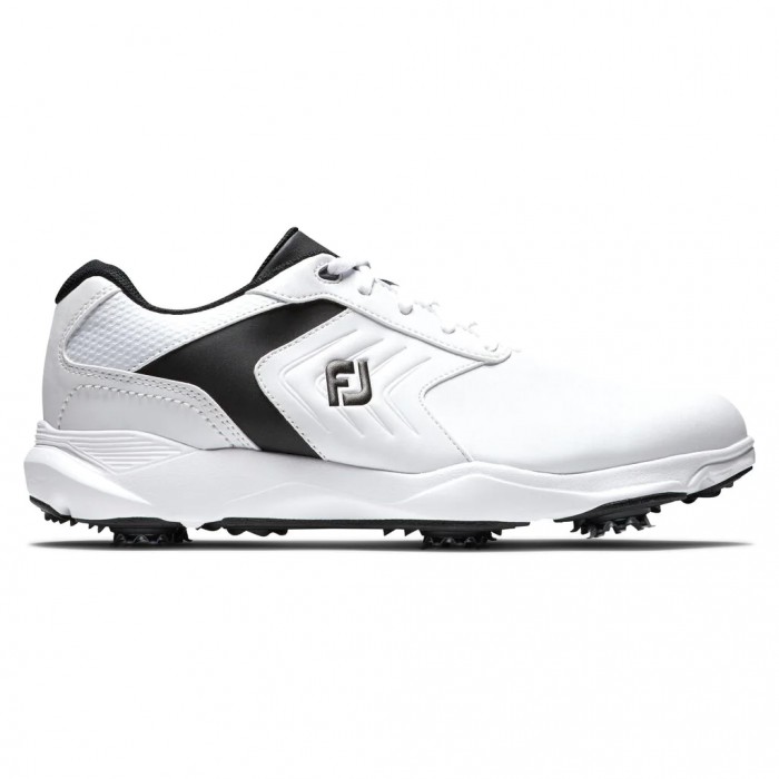 Men\'s Footjoy eComfort Spiked Golf Shoes White / Black | USA-UI7630