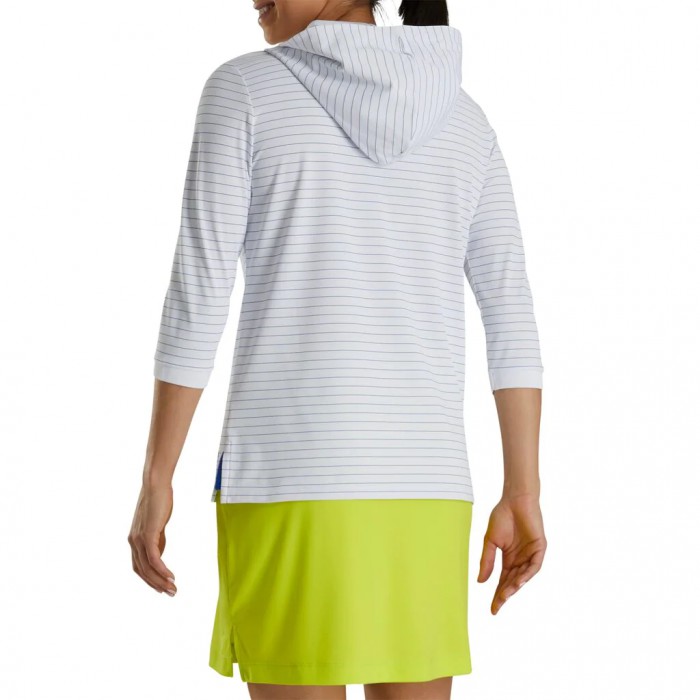 Women's Footjoy 3/4 Sleeve Pinstripe  Hoodie White | USA-LK4135