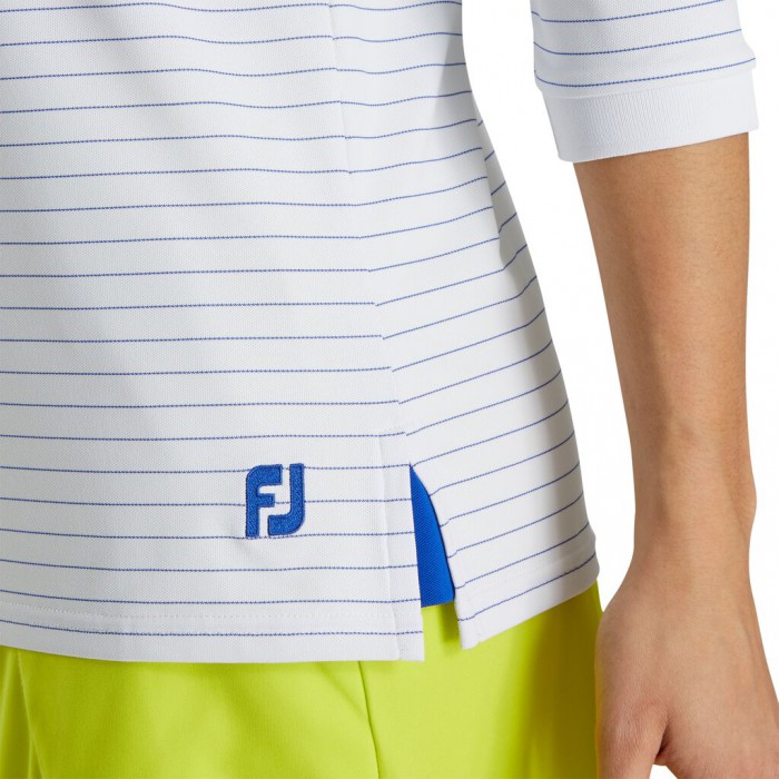 Women's Footjoy 3/4 Sleeve Pinstripe  Hoodie White | USA-LK4135