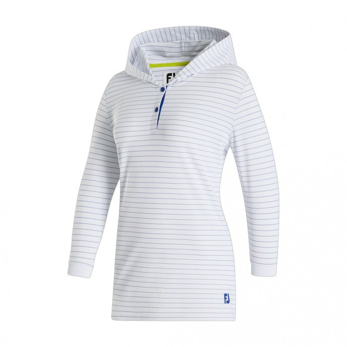 Women\'s Footjoy 3/4 Sleeve Pinstripe  Hoodie White | USA-LK4135