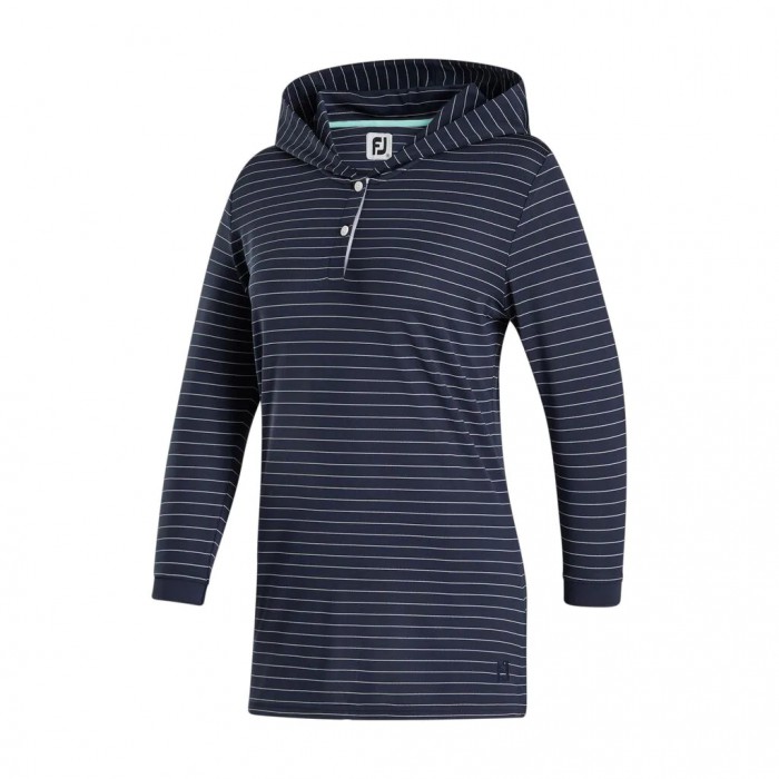 Women\'s Footjoy 3/4 Sleeve Pinstripe  Hoodie Navy | USA-QB9647