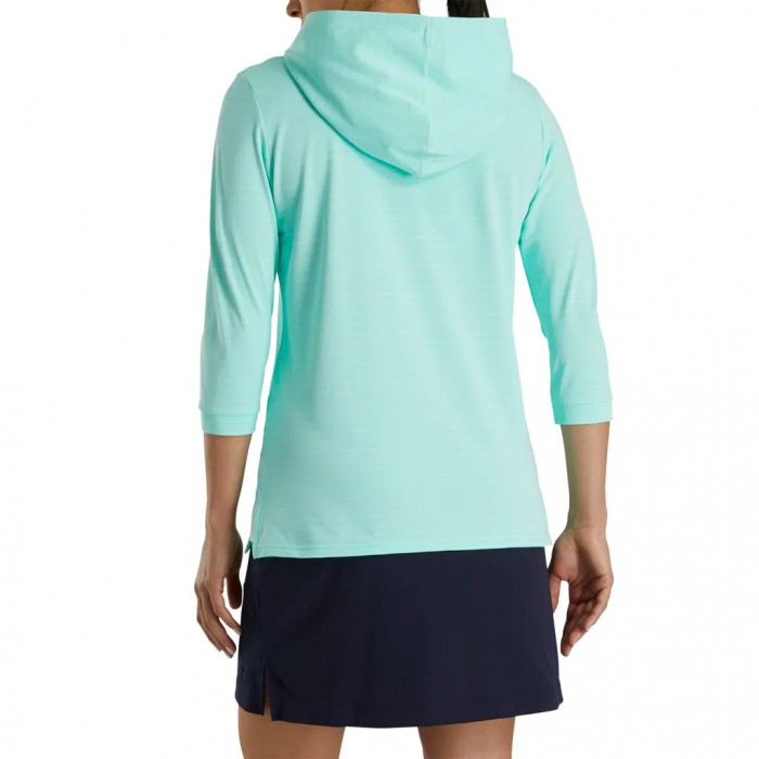 Women's Footjoy 3/4 Sleeve Pinstripe  Hoodie Aquamarine | USA-VY7192