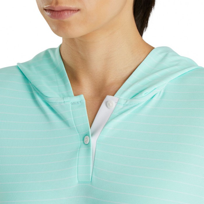 Women's Footjoy 3/4 Sleeve Pinstripe  Hoodie Aquamarine | USA-VY7192