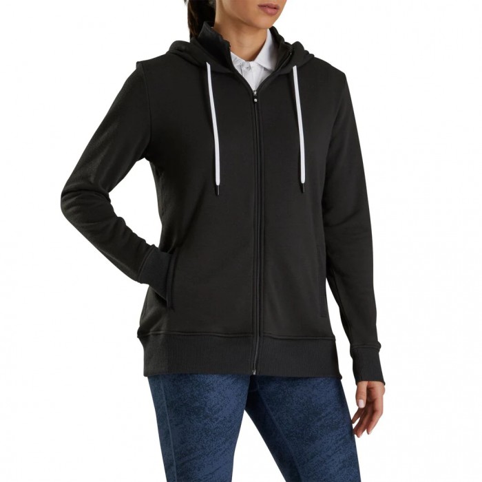 Women's Footjoy Full-Zip  Hoodie Black | USA-AN4138