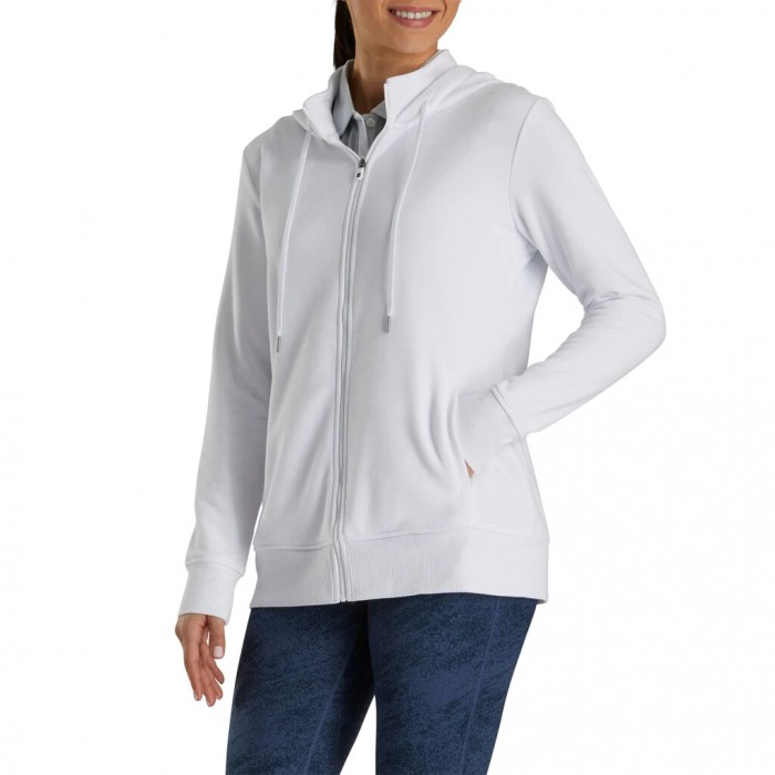 Women's Footjoy Full-Zip  Hoodie White | USA-OE2836