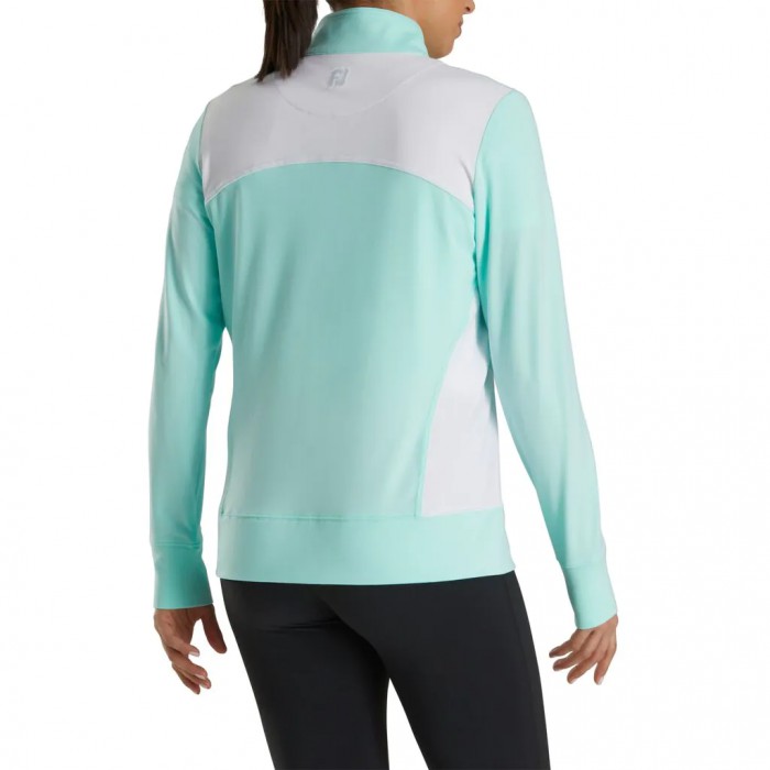 Women's Footjoy Full-Zip Panel Pocket Mid Layer Jacket Aquamarine / White | USA-FX6859