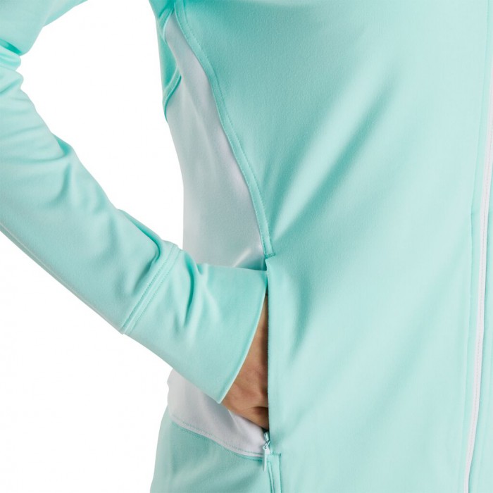 Women's Footjoy Full-Zip Panel Pocket Mid Layer Jacket Aquamarine / White | USA-FX6859