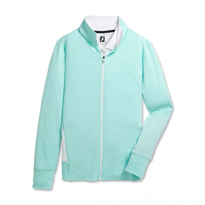 Women\'s Footjoy Full-Zip Panel Pocket Mid Layer Jacket Aquamarine / White | USA-FX6859