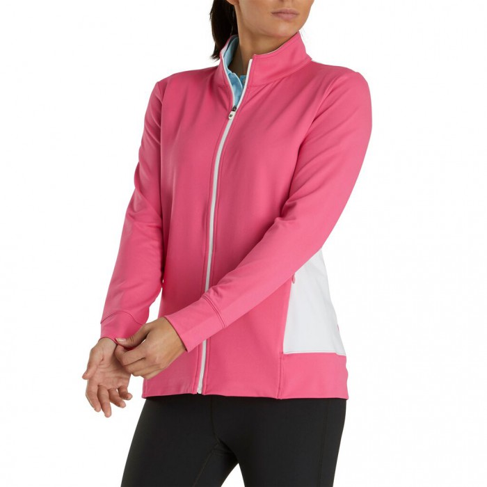 Women's Footjoy Full-Zip Panel Pocket Mid Layer Jacket Hot Pink / White | USA-LT4683