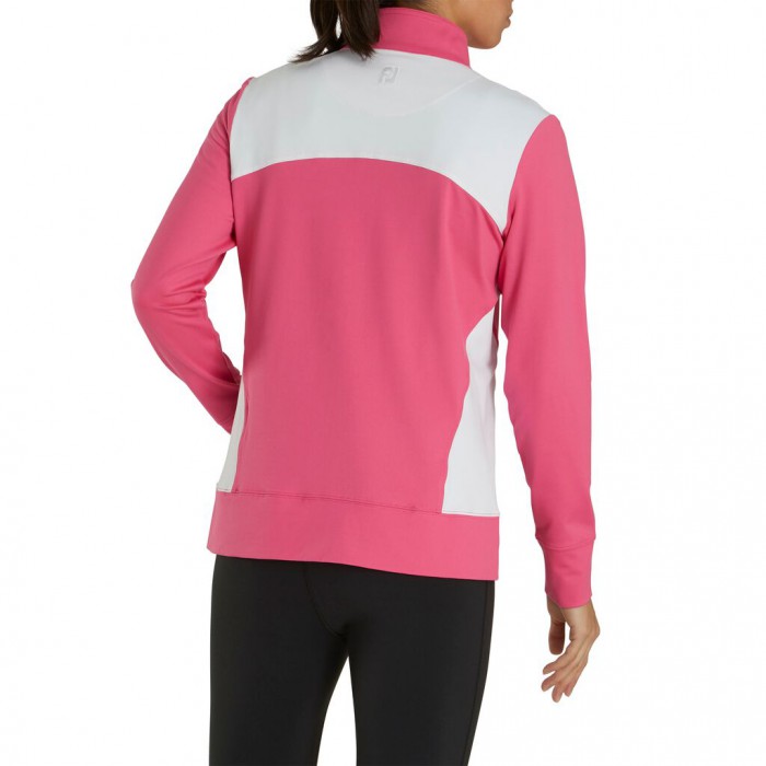 Women's Footjoy Full-Zip Panel Pocket Mid Layer Jacket Hot Pink / White | USA-LT4683