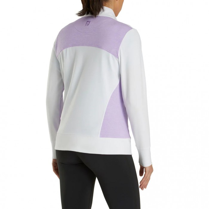 Women's Footjoy Full-Zip Panel Pocket Mid Layer Jacket White / Orchid Heather | USA-VM9064