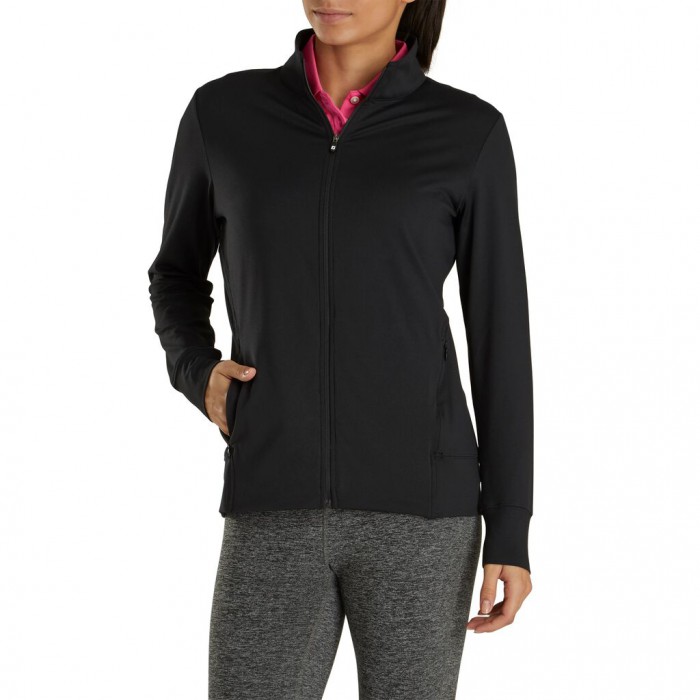 Women's Footjoy Full-Zip Panel Pocket Mid Layer Jacket Black | USA-YN2980