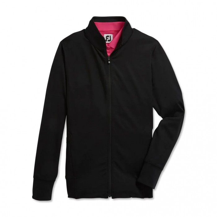 Women\'s Footjoy Full-Zip Panel Pocket Mid Layer Jacket Black | USA-YN2980