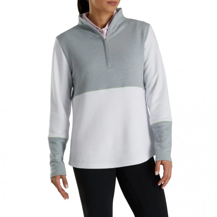 Women's Footjoy Half-Zip Piece Block Mid-Layer Jacket Heather Grey / White | USA-CA2514