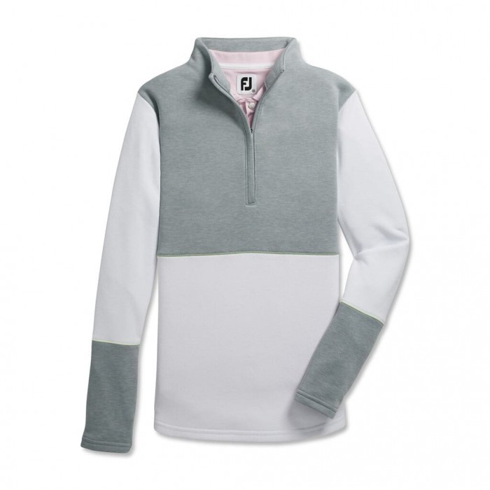 Women\'s Footjoy Half-Zip Piece Block Mid-Layer Jacket Heather Grey / White | USA-CA2514