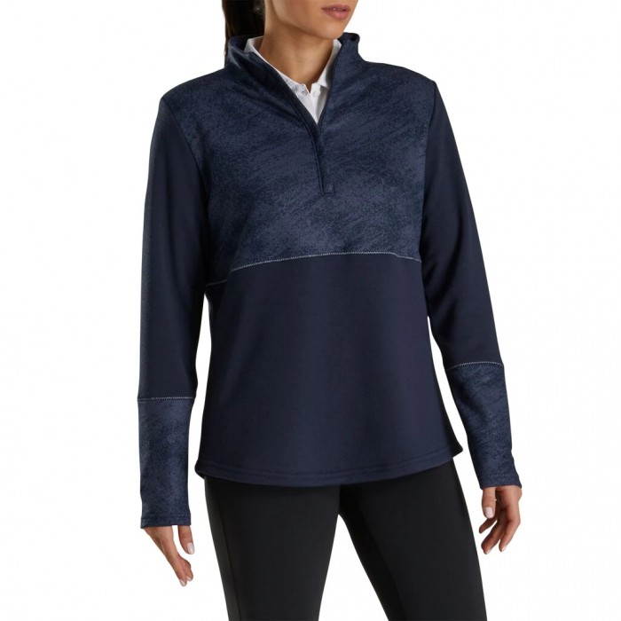 Women's Footjoy Half-Zip Piece Block Mid-Layer Jacket Navy | USA-KW6729