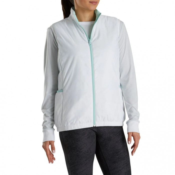 Women's Footjoy Insulated Reversible  Vest White / Aquamarine | USA-QW1065