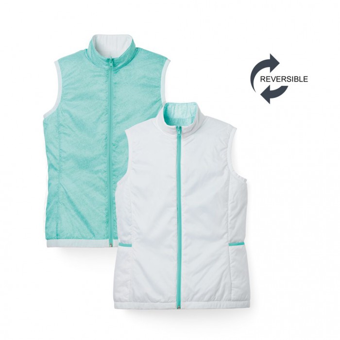 Women's Footjoy Insulated Reversible  Vest White / Aquamarine | USA-QW1065