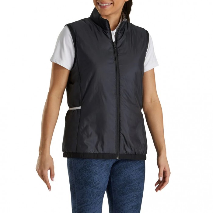 Women's Footjoy Insulated Reversible  Vest Black / White | USA-SK5813